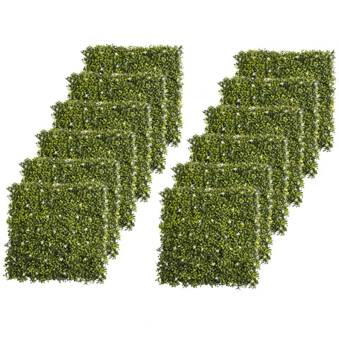 Rootz Kunstplantenwand - Buxus Wandpaneel - Milan Gras Met Bloem - Privacy Hek Scherm - Geel-Groen - 50 x 50 x 5 cm