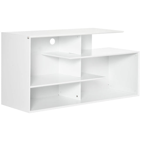 Rootz TV Cabinet - TV Bench - TV Stand - With 4 Shelves - Cable Management Holes - TVs Up To 32"-55" - White - 120 cm x 40 cm x 60 cm