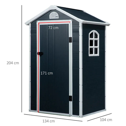 Rootz Tool Shed - Garden Shed - Tool Shed - Ventilation Window - Pent Roof - Metal - Grey - 134 x 104 x 204 cm