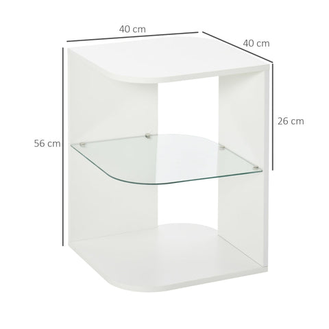 Rootz Side Table - Bedside Table - Corner Table - White - 40 cm x 40 cm x 56 cm