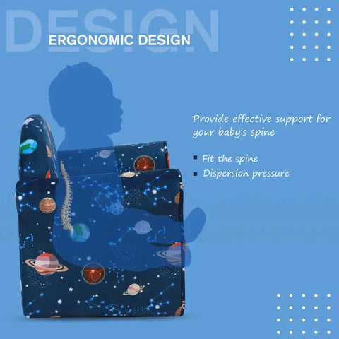 Rootz Kids Sofa - Children's Armchair - Children's Sofa - Children's Sofa, Mini Sofa - Polyester - Blue - 50 x 39 x 44 cm