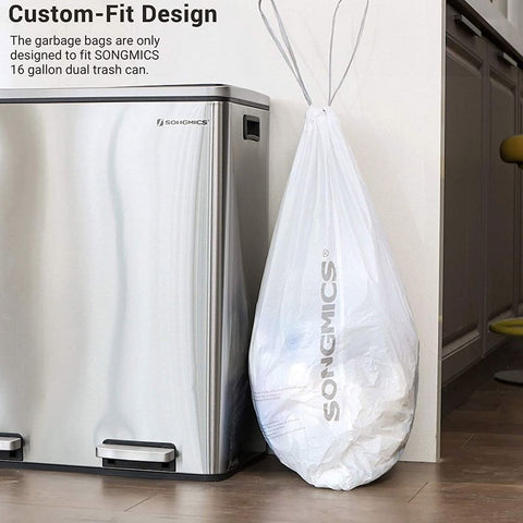 Rootz Müllbeutel mit Kordelzug – Müllsack – Müllbeutel – Müllbeutel mit Kordelzug – Müllbeutel mit Kordelzug – Starke Müllbeutel mit Kordelzug – Weiß – 52 x 74 cm