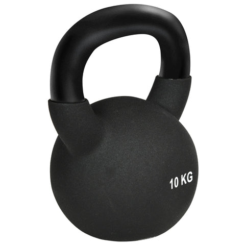Rootz Kettlebell - Massive Kettlebell - 10 Kg - With Plastic Coating - Steel/PVC - Black - 19 x 12 x 22 cm