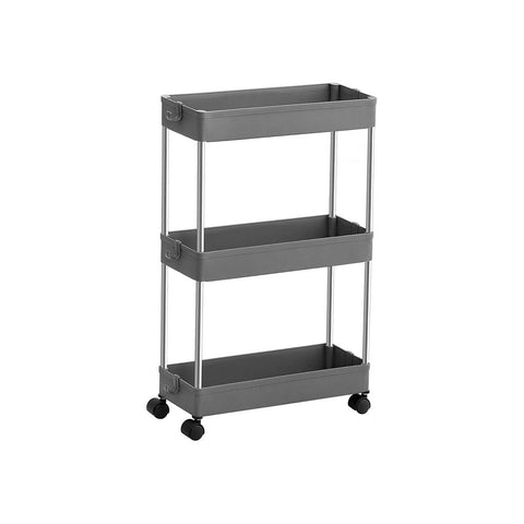 Rootz Kitchen Trolley - Rolling Shelving Unit - Serving Trolley - 3 Tier Kitchen Trolley - Trolley Rack - Storage Trolley Rack - Mobile Trolley Rack - Grey - 40 x 13.5 x 60 cm