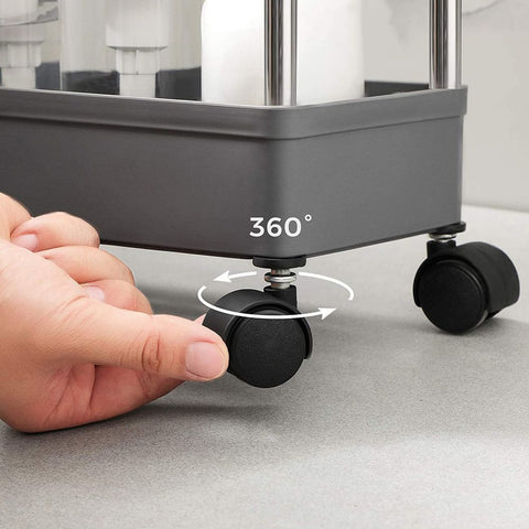 Rootz Kitchen Trolley - Rolling Shelving Unit - Serving Trolley - 4 Tier Kitchen Trolley - Trolley Rack - Storage Trolley Rack - Mobile Trolley Rack - Grey - 40 x 12.5 x 86 cm