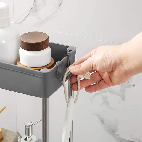 Rootz Kitchen Trolley - Rolling Shelving Unit - Serving Trolley - 4 Tier Kitchen Trolley - Trolley Rack - Storage Trolley Rack - Mobile Trolley Rack - Grey - 40 x 12.5 x 86 cm