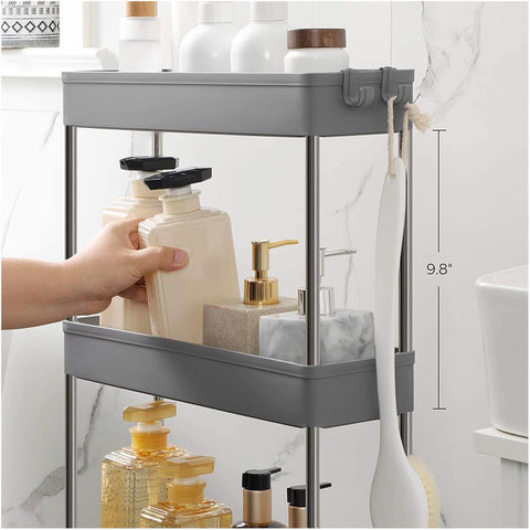Rootz Kitchen Trolley - Rolling Shelving Unit - Serving Trolley - 4 Tier Kitchen Trolley - Trolley Rack - Storage Trolley Rack - Mobile Trolley Rack - Grey - 40 x 12.5 x 86 cm