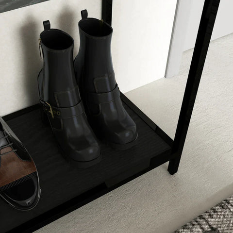 Rootz Console Table - 2 Shelves - Storage Space - Hallway Table - Hallway Console - Tempered Glass - Black - 100L x 30W x 78Hcm