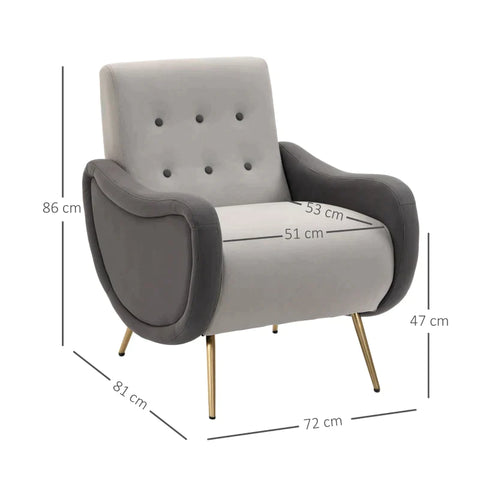 Rootz-Sessel – Einzelsessel – luxuriöser Sitz – Wohnzimmer – Schlafzimmer – Ankleidezimmer – Grau – 72 cm x 81 cm x 86 cm