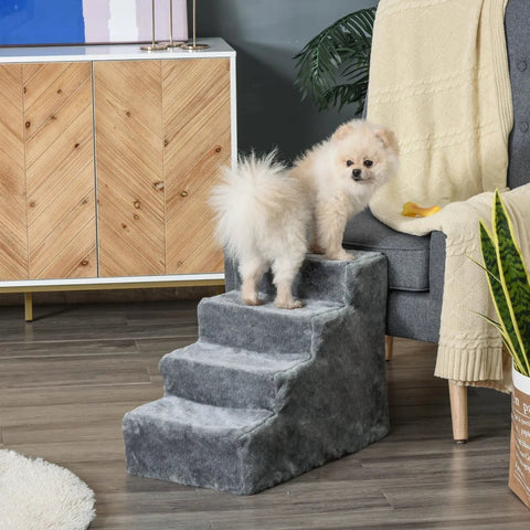 Rootz Pet Stairs - Dog Ramp - Cat Stairs - Dog Stairs - Animal Stairs - Removable Cover - Gray - 60 x 35 x 44 cm
