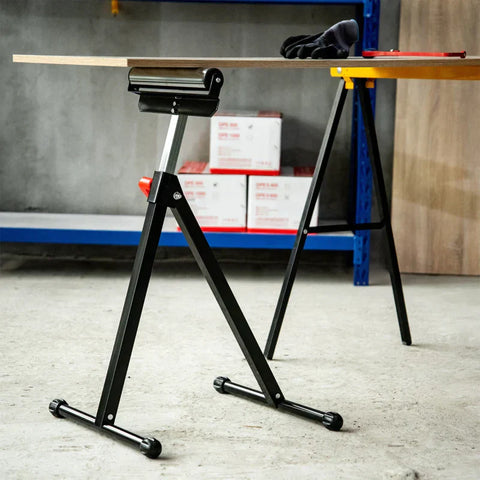 Rootz Roller Stand - Roller Support - Adjustable Roller Stand - Auxiliary Stand - Support Stand - Metal - Black - 44 X 50 X 68-110 cm