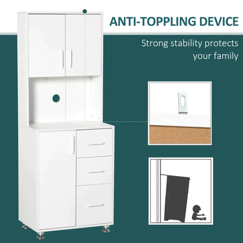 Rootz Storage Cabinet - Kitchen Cabinet - Kitchen Cupboard - Tall Cabinet - White - 60 x 40 x 150 cm