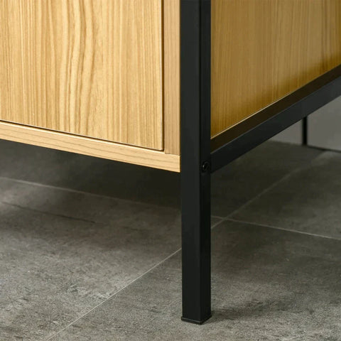 Rootz Bathroom Cabinet - Industrial Designed - 1 Cabinet - 3 Shelves - Black + Brown - 30cm x 28cm x 168cm