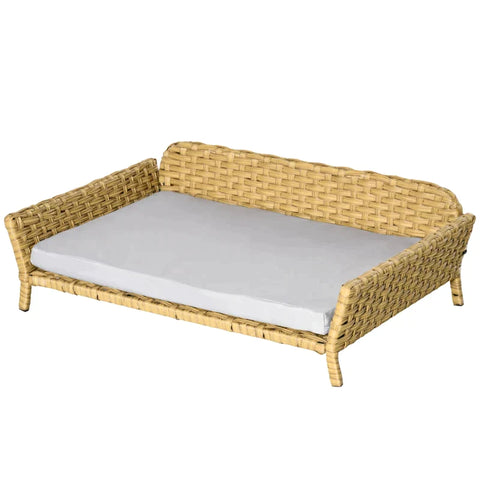 Rootz Rotan Dierensofa - Rotan Hondensofa - Hondenmand - Hondenbed - Met Kussen - Kattenbed - Kattensofa - Geweven Dierensofa - Weerbestendig - Geel - 84 x 53 x 25 cm