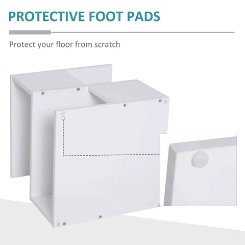 Rootz Side Table - 2-tier Side Table - Bed Table With Modern Design - Coffee Table For Office - Living Room - Dining Room - White - 40 x 40 x 43 cm