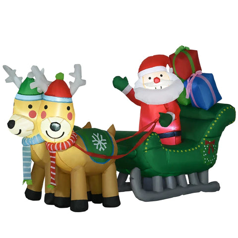 Rootz Christmas Decorations - Inflatable Santa Claus - Eye-catching Look - LED Lights - Blower Indoor Outdoor  - White + Gold - 210L x 70W x 125Hcm