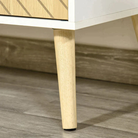 Rootz Sideboard - Chest Of Drawers - Side Cabinet With 2 Shelves - Storage Cabinet - Kitchen Cabinet - Bedside Cabinet - Adjustable - White + Natural - 60 x 40 x 80 cm