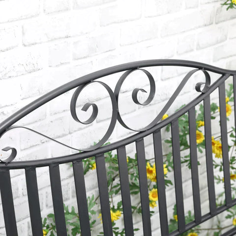 Rootz Garden Bench Seat - Park Bench - 2-seater Metal Bench - Steel Frame With Armrests For Garden Balcony And Terrace - Grey - 15.5 x 54 x 96 cm
