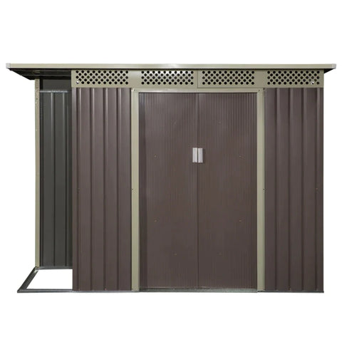 Rootz Tuinberging - Tuinschuur - Gereedschapsschuur - Schuifdeur - Ventilatieraam - Grijs - 257 x 142 x 184 cm