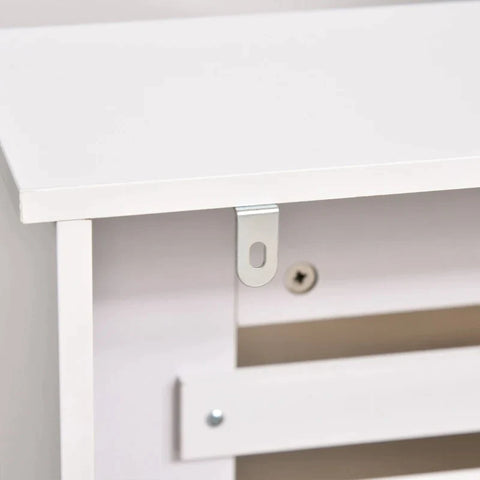 Rootz Radiator Cover - Heating Cover - Wood Radiator Cover - White - 112 x 19 x 81 cm