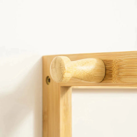 Rootz Kapstok - Bamboe Kapstok - Kledingrek - Met 3 Planken - Droogrek - Vrijstaand Kledingrek - Bamboe - Naturel - 70 x 42 x 164 cm