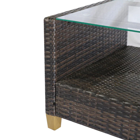 Rootz Garden Furniture Set - 4 Pieces - 3 Sofas - Side Table - Seat Cushion - Aluminum Frame - Artificial Rattan - Beige - 124L x 68W x 76H cm