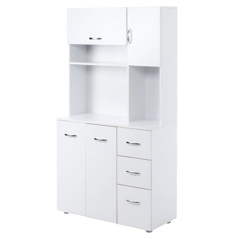 Rootz Kitchen Cabinet - Storage Cabinet - Sideboard With 3 Drawers - Tall Cabinet With Adjustable Shelves - Chest Of Drawers - White