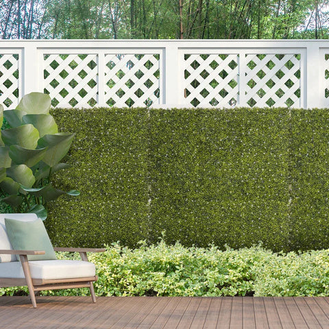 Rootz Kunstplantenwand - Buxus Wandpaneel - Milan Gras Met Bloem - Privacy Hek Scherm - Geel-Groen - 50 x 50 x 5 cm