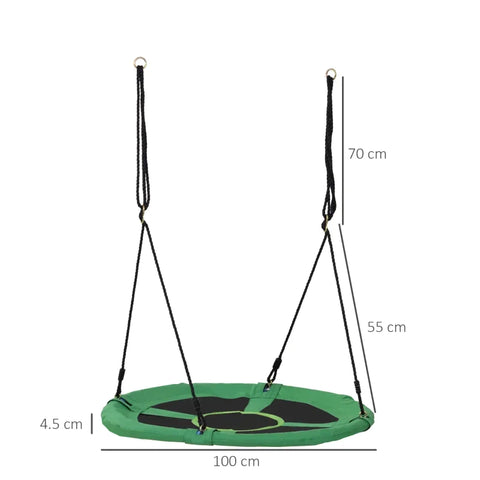 Rootz Kids Swing - Nest Swing - Plate Swing - Children's Swing - Garden Swing - Metal/Oxford - Green/Black