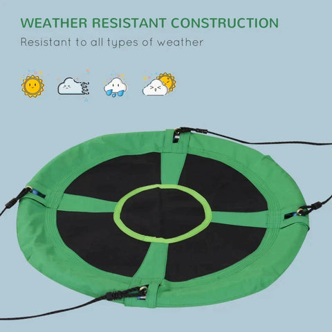 Rootz Kids Swing - Nest Swing - Plate Swing - Children's Swing - Garden Swing - Metal/Oxford - Green/Black