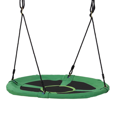 Rootz Kids Swing - Nest Swing - Plate Swing - Children's Swing - Garden Swing - Metal/Oxford - Green/Black