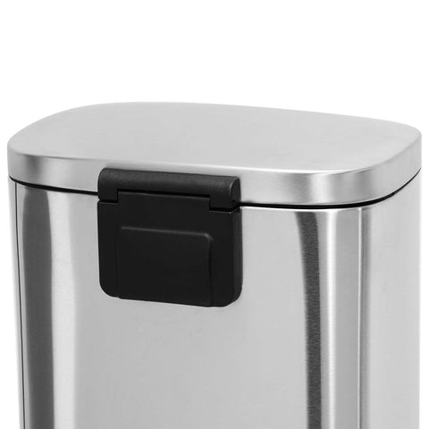 Rootz Trash Can - Trash Bin - Trash Can With Soft Close Function - Kitchen Trash Bin - Waste Bin - Stylish Kitchen Rubbish Bin - Steel - Plastic - Silver - 35 x 23.8 x 63 cm (W x H x D)