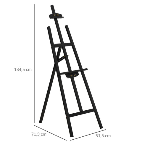 Rootz Easel - Easel Sitting And Standing Easel - Foldable Studio Easel - 90° Adjustable With Holder For Art Painting- Pine Wood - Black - 51.5 x 71.5 x 134.5 cm