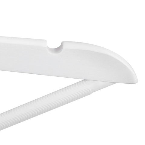 Rootz Clothes Hangers - Anti-slip Design - Maple Wood - Pack Of 50 - Carefully Sanded - Chrome-plated - Hanger Hooks - High Quality - White - 44.5 x 23 x 1.2 cm