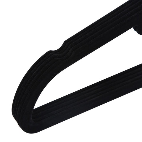Rootz Hanger - Velvet Hanger - Clothes Hanger - Set Of 20 Hanger - Coat Hanger - Garment Hanger - Clothing Hanger - ABS (Plastic)/Velvet - Black - 45 x 23.5 x 0.6 cm (W x H x D)