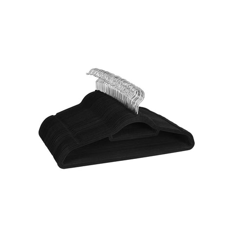 Rootz Hanger - Velvet Hanger - Clothes Hanger - Set Of 20 Hanger - Coat Hanger - Garment Hanger - Clothing Hanger - ABS (Plastic)/Velvet - Black - 45 x 23.5 x 0.6 cm (W x H x D)