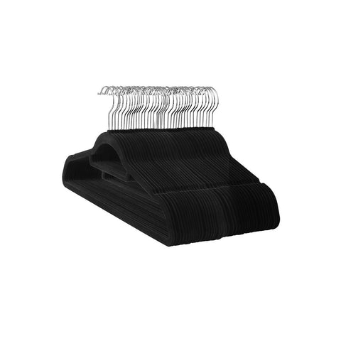 Rootz Hanger - Velvet Hanger - Clothes Hanger - Set Of 20 Hanger - Coat Hanger - Garment Hanger - Clothing Hanger - ABS (Plastic)/Velvet - Black - 45 x 23.5 x 0.6 cm (W x H x D)
