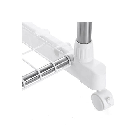 Rootz Clothes Rack - Extendable Clothes Rack 2 Bars - Industrial Style - Height-adjustable - Coat Stand With Wheels - Freestanding Clothes Organizer - Mobile Clothing Storage - Stainless Steel - PP Plastic - Gray - 22.5 x 9 x 103.5 cm