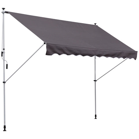 Rootz Awning - Articulated Arm Awning - Clamp Awning - Sun Protection - Folding Arm Hand Crank - Balcony - Grey- 300 x 150 cm