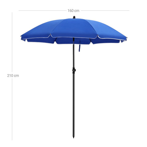 Rootz Parasol - Folding Parasol - Beach Umbrella - Outdoor Parasol - Balcony Parasol - Garden Parasol - Sunshade Parasol - Umbrella Parasol - Beach Parasol - Market Parasol - Blue