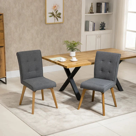 Rootz Dining Chair - Set Of 2 Dining Chairs - Dining Room Chair - Living Room Chair - Kitchen Chairs - Upholstered Chair - Retro Design Dining Chair - With Backrest - Gray -  45 x 61.5 x 94 cm