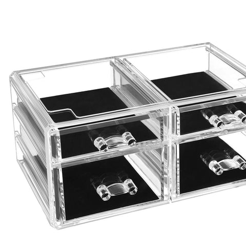 Rootz Kosmetikbox – Kosmetik-Organizer – Kosmetikbox mit 4 Schubladen – Make-up-Box – Beauty-Box – Kosmetik-Aufbewahrungsbox – Make-up-Organizer-Box – Kosmetikkoffer – Beauty-Organizer-Box – Reise-Kosmetikbox – transparent – ​​24 x 13,5 x 18,5 cm (B /D/H)