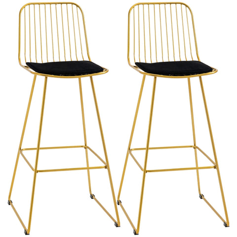 Rootz Barhocker – 2er-Set Barhocker – Barhocker im Retro-Design – Hocker – Stahl – Gold/Schwarz – 47 cm x 51 cm × 104 cm