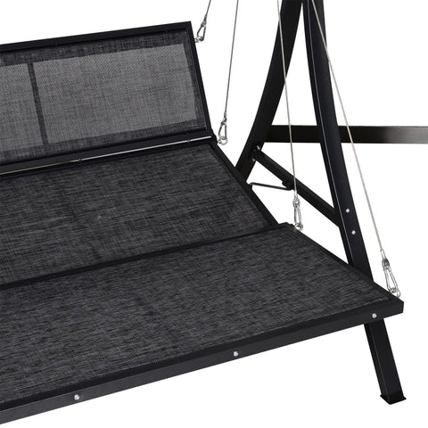 Rootz Garden Swing - hammock swing - Swing Bench - 3 Seater - Adjustable Canopy - Grey - 200 x 115 x 168 cm