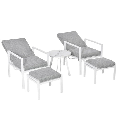 Rootz Gartenmöbel-Set – Garten-Liegestuhl-Set – Couchtisch – Grau/Weiß