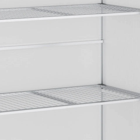 Rootz Greenhouse with Foundation Frame - Polycarbonate Housing - 2 Shelves - Aluminum Frame - Silver - 131 x 58 x 139.5 cm