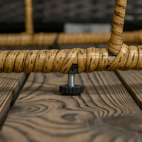 Rootz Garden Table - Set of 2 Boho Style Garden Tables - Weather Resistant - Stackable - Natural + Dark Grey - 60cm x 60cm x 47cm