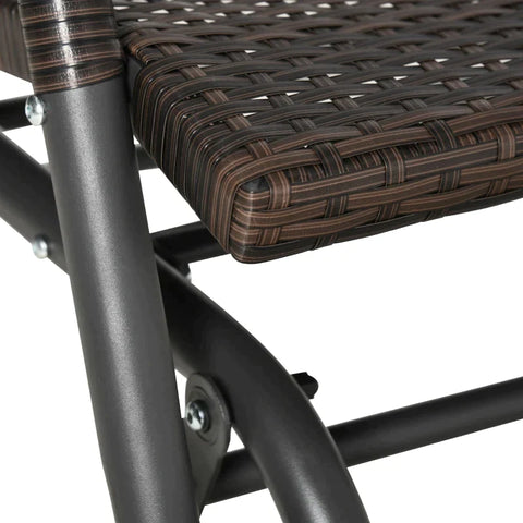 Rootz Rotan Schommelbank - Dubbele Schommelstoel - 2-In-1 Design Schommelbank - Rotan Schommelbank - Met Extra Brede Zitting - Bruin - 70L x 120B x 84H cm