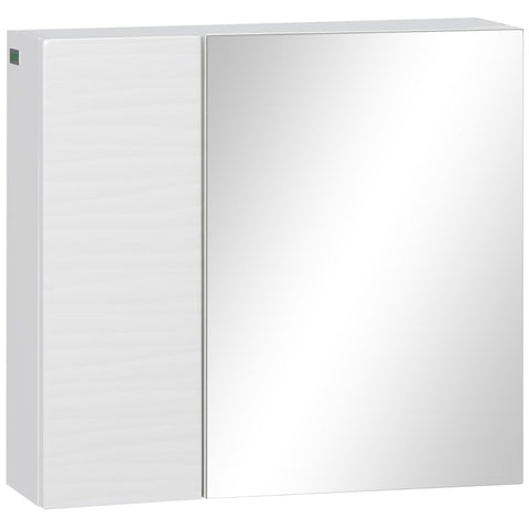Rootz Mirror Cabinet - Bathroom Cabinet - Adjustable Shelf - Quiet Closing - Chipboard - Glass - White - 48 x 15 x 45 cm