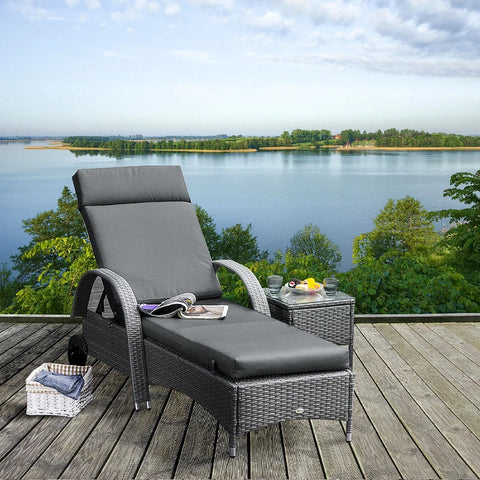 Rootz Liegeauflage – Sonnenliegeauflage – Gartenliegeauflage – Kissen – Polyester/PP-Füllung – Dunkelgrau – 196 x 55 x 8 cm